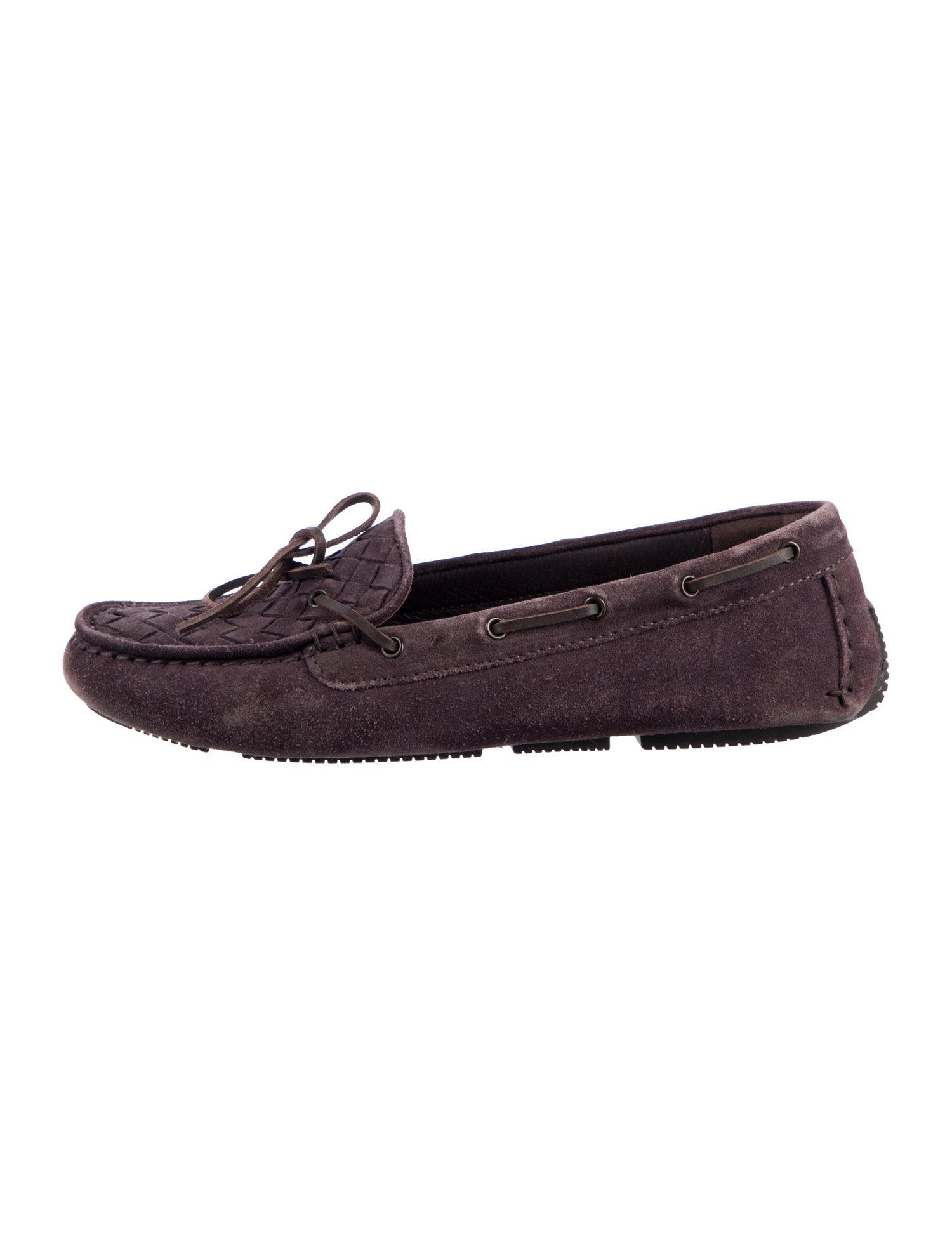 Bottega Veneta Intrecciato Weave Suede Moccasins