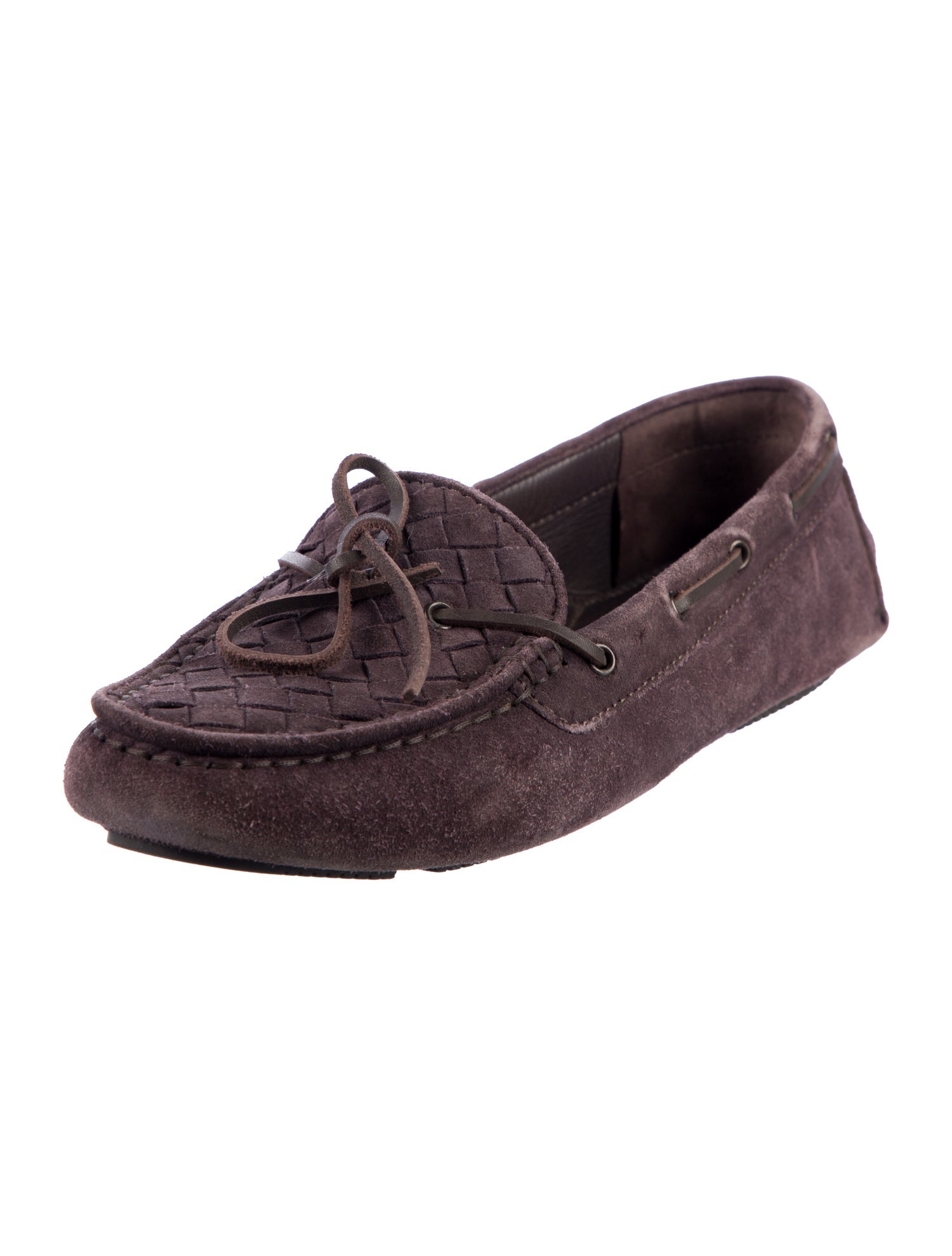 Bottega Veneta Intrecciato Weave Suede Moccasins