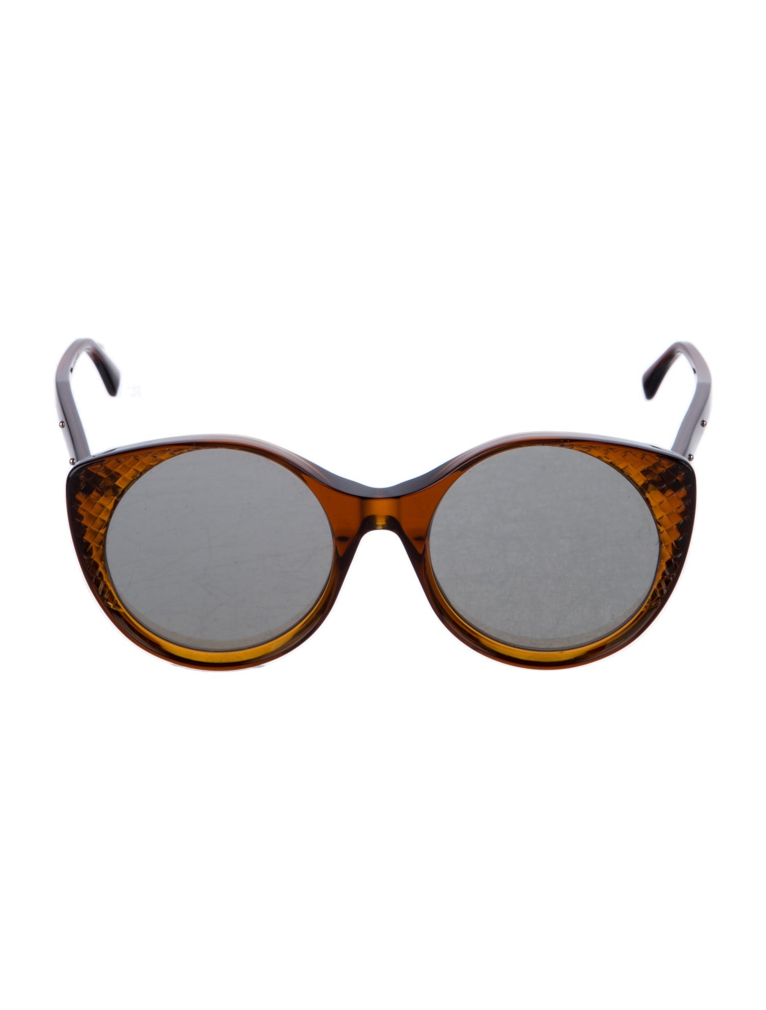 Bottega Veneta Intrecciato Weave Round Sunglasses