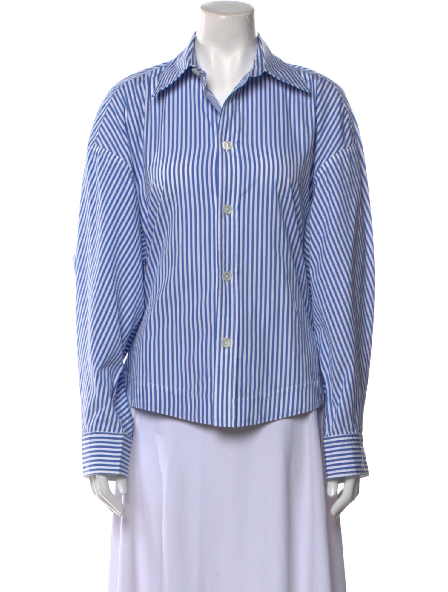 Bottega Veneta Striped Long Sleeve Button-Up Top