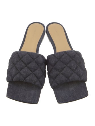 Bottega Veneta Quilted Pattern Denim Slides