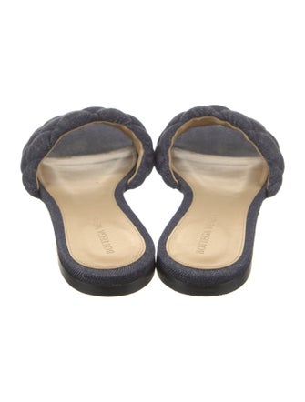 Bottega Veneta Quilted Pattern Denim Slides