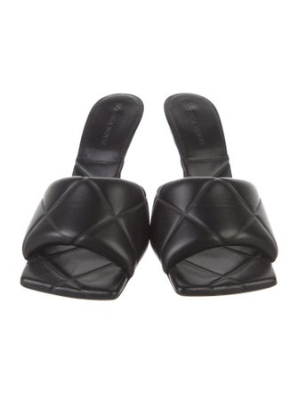 Bottega Veneta Lido Heeled Quilted Pattern Slides