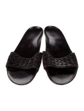 Bottega Veneta Intrecciato Weave Leather Slides