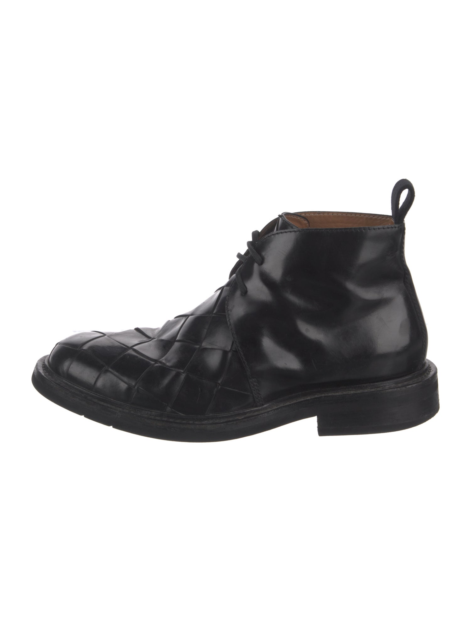 Bottega Veneta Intrecciato Weave Leather Lace-Up Boots
