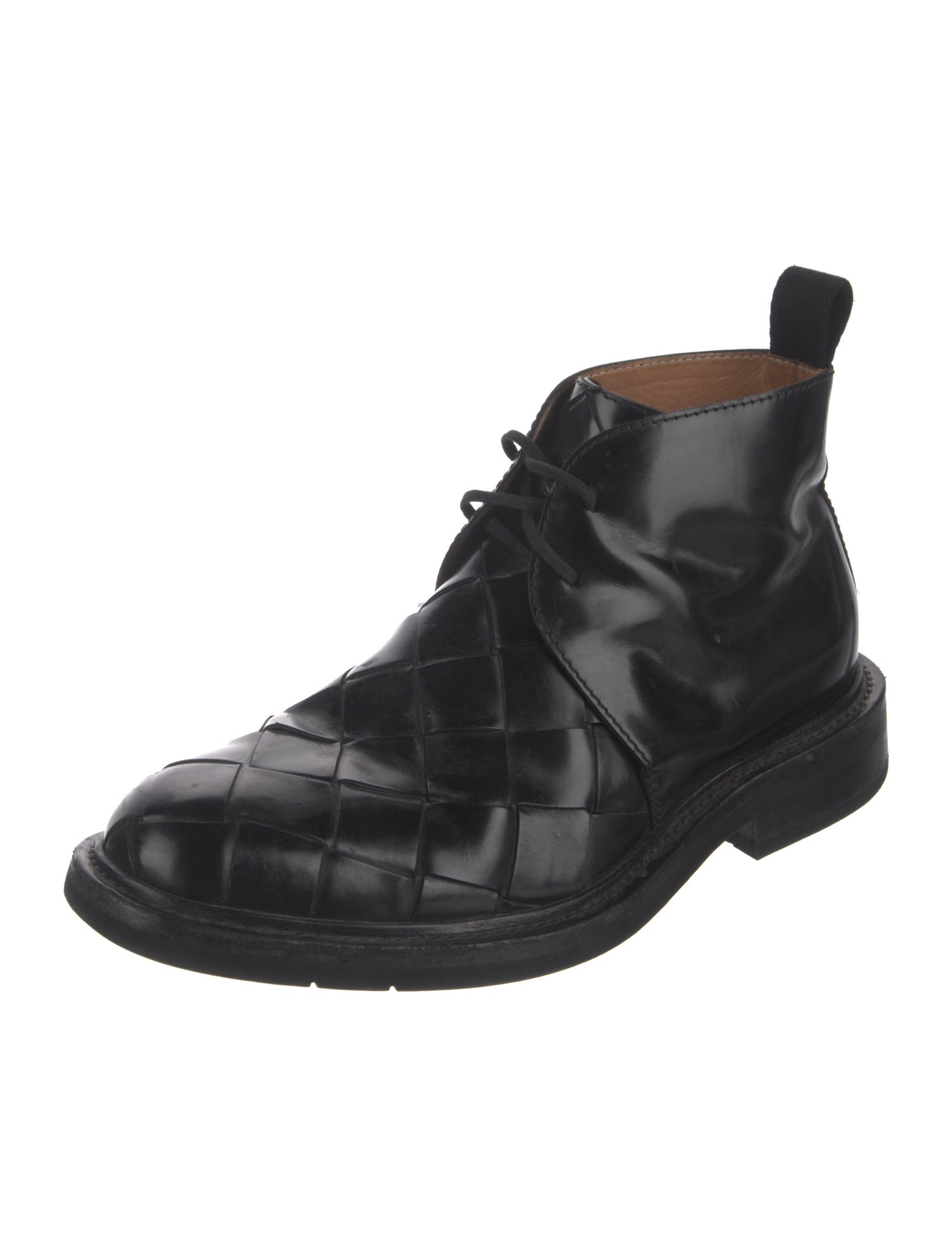 Bottega Veneta Intrecciato Weave Leather Lace-Up Boots