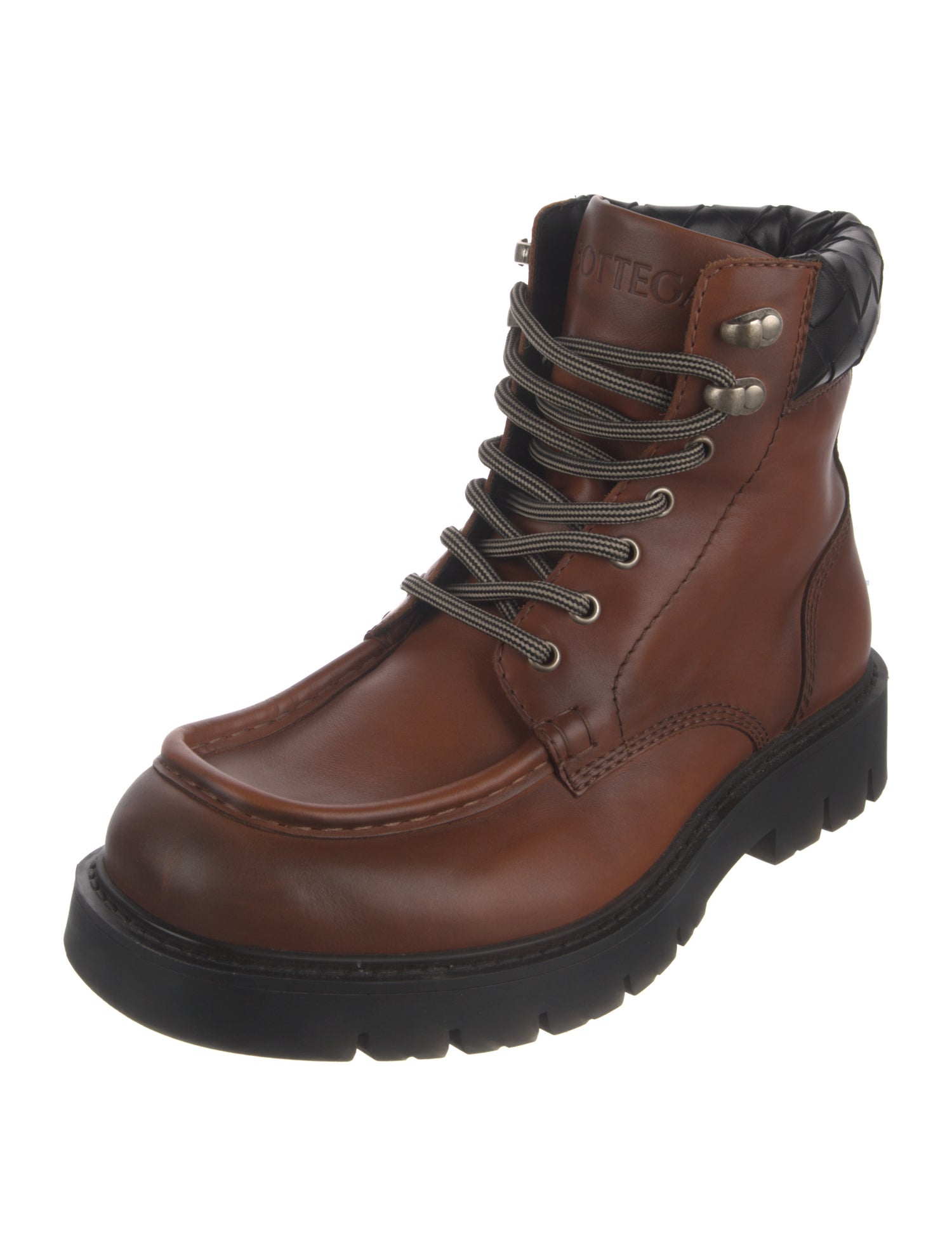 Bottega Veneta Intrecciato Weave Leather Hiking Boots