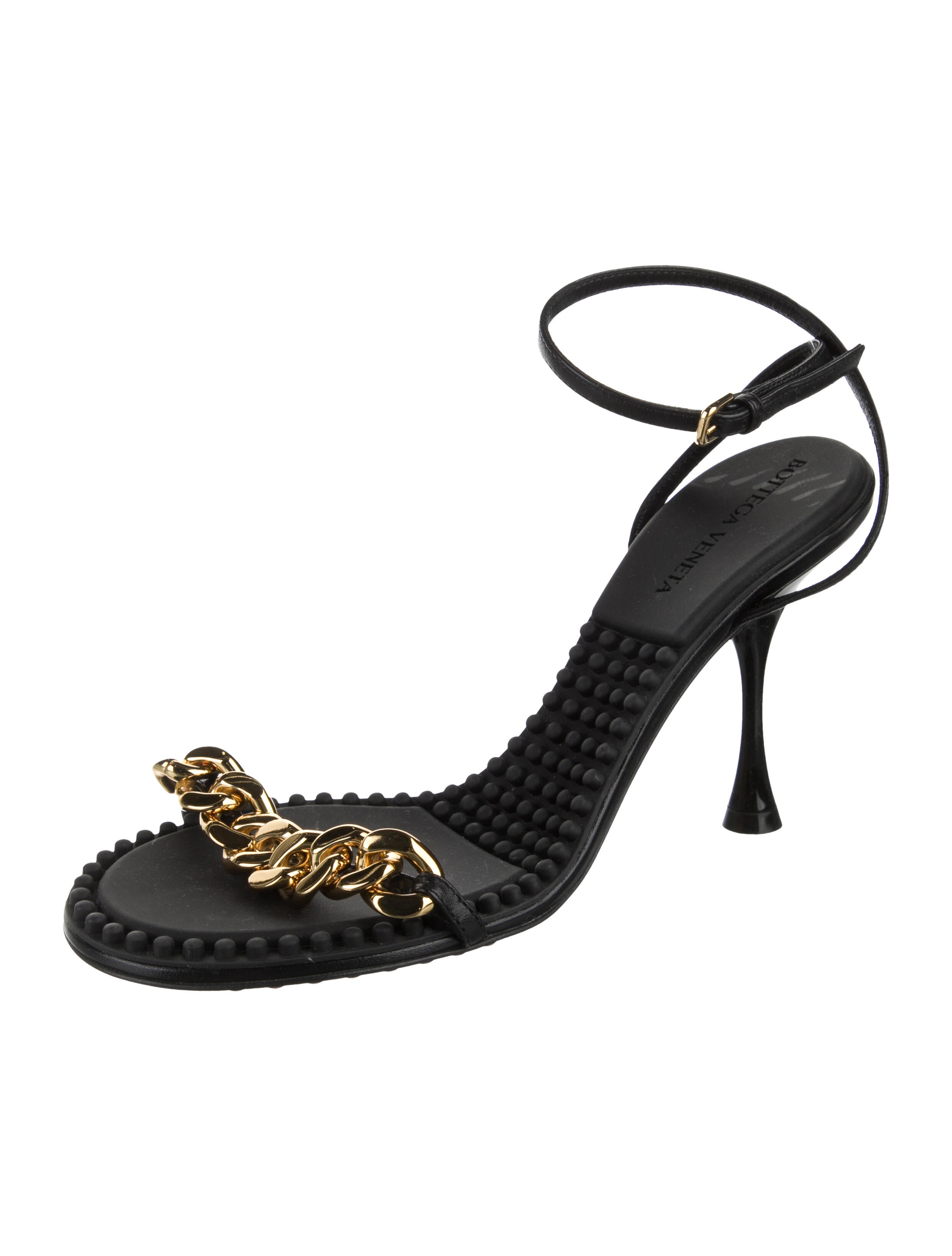 Bottega Veneta Leather Chain-Link Accents Sandals
