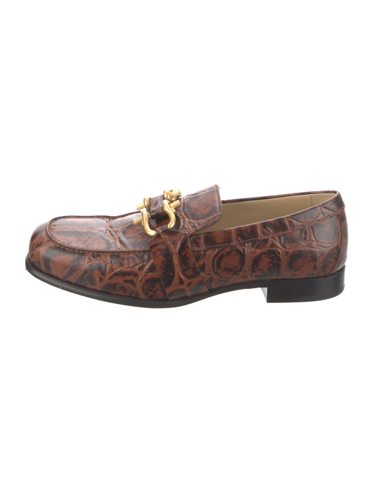 Bottega Veneta Embossed Leather Printed Loafers