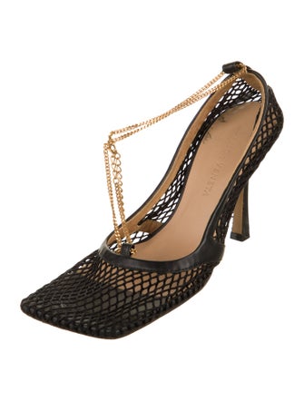 Bottega Veneta Mesh Chain-Link Accents T-Strap Pumps