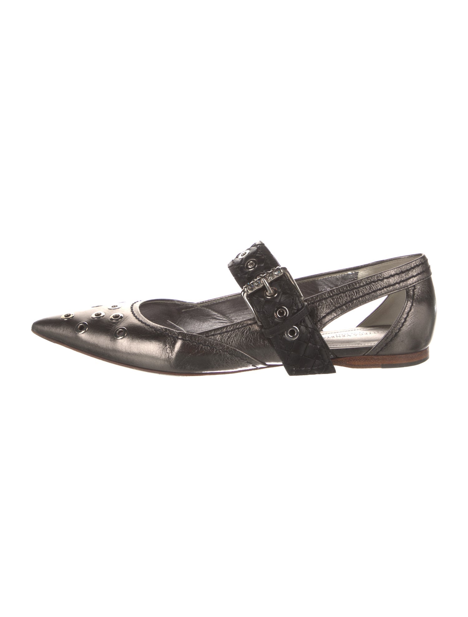 Bottega Veneta Intrecciato Weave Leather Mary Jane Flats