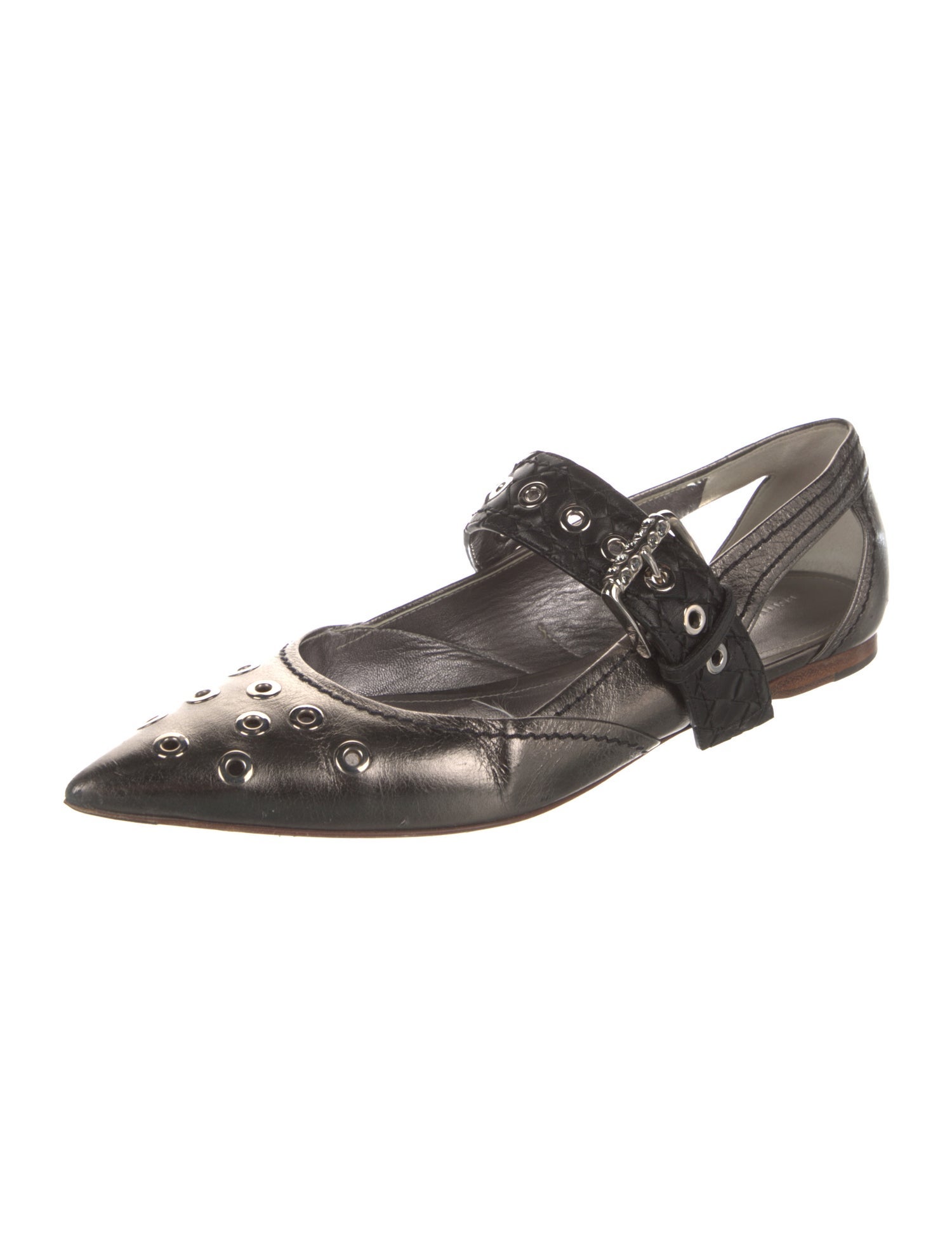 Bottega Veneta Intrecciato Weave Leather Mary Jane Flats