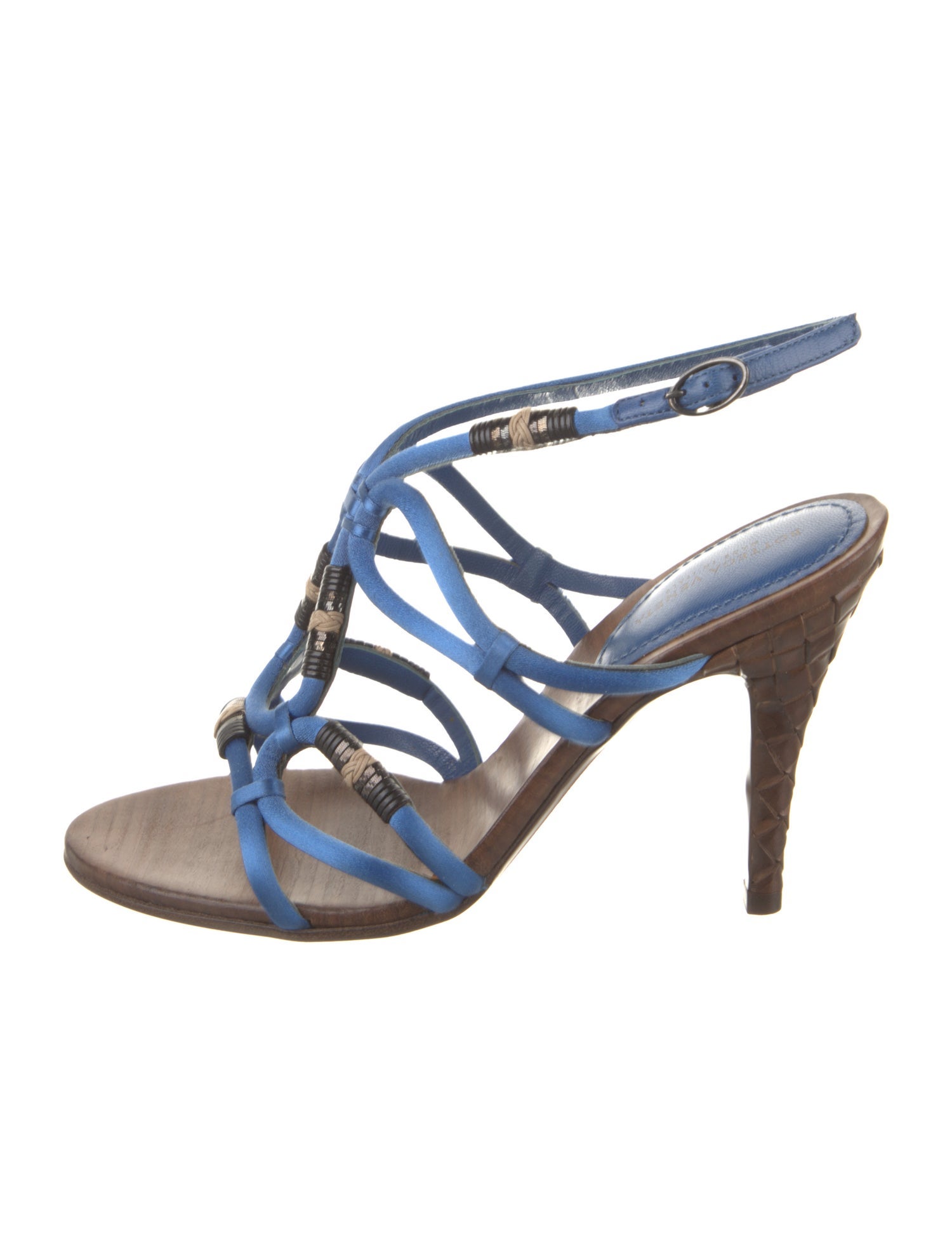 Bottega Veneta Satin Leather Trim Embellishment Sandals
