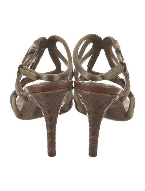 Bottega Veneta Satin Leather Trim Embellishment Slingback Sandals