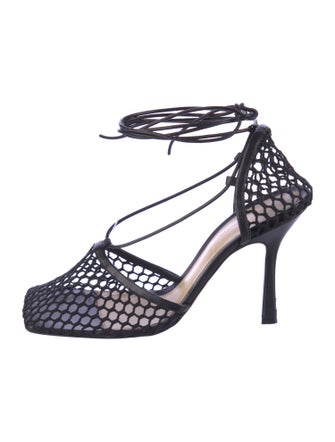 Bottega Veneta Mesh Leather Trim Embellishment D'Orsay Pumps