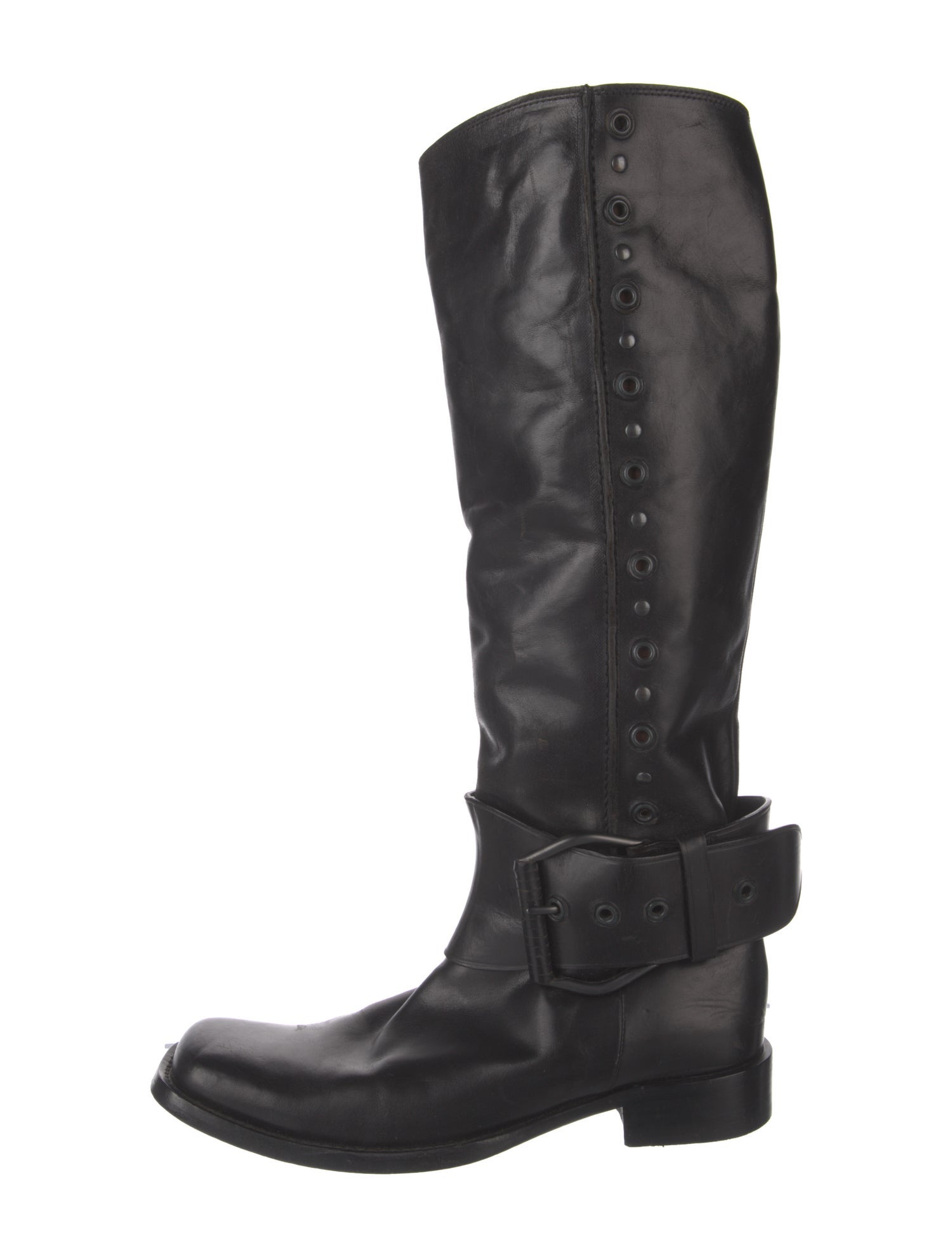 Bottega Veneta Leather Studded Accents Riding Boots