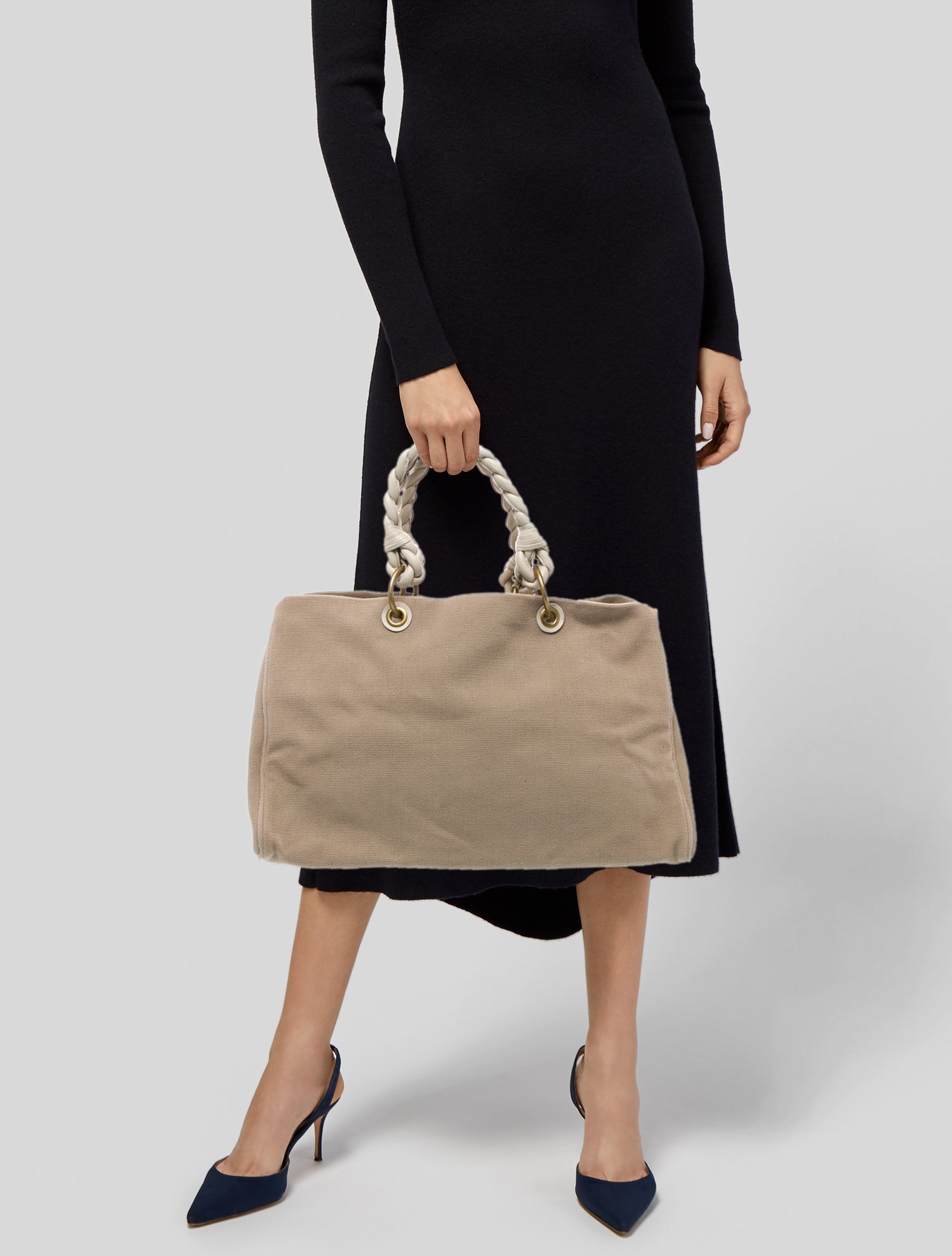 Bottega Veneta Canvas Top Handle Bag