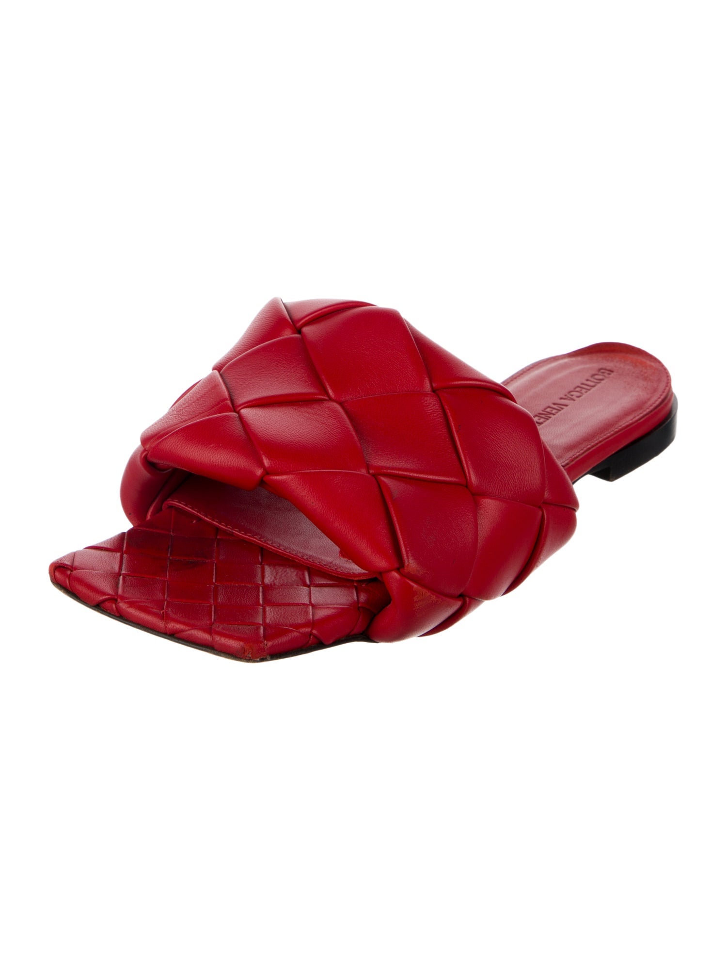 Bottega Veneta Intrecciato Weave Leather Slides