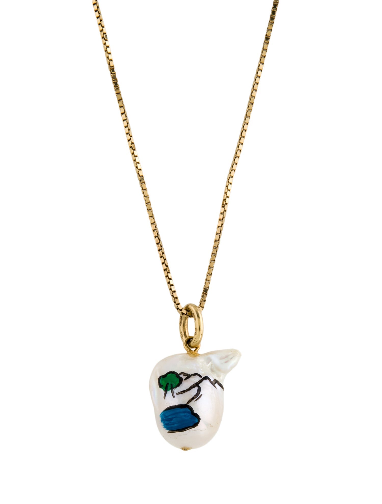 Bottega Veneta Pearl & Acrylic Paint Pendant Necklace