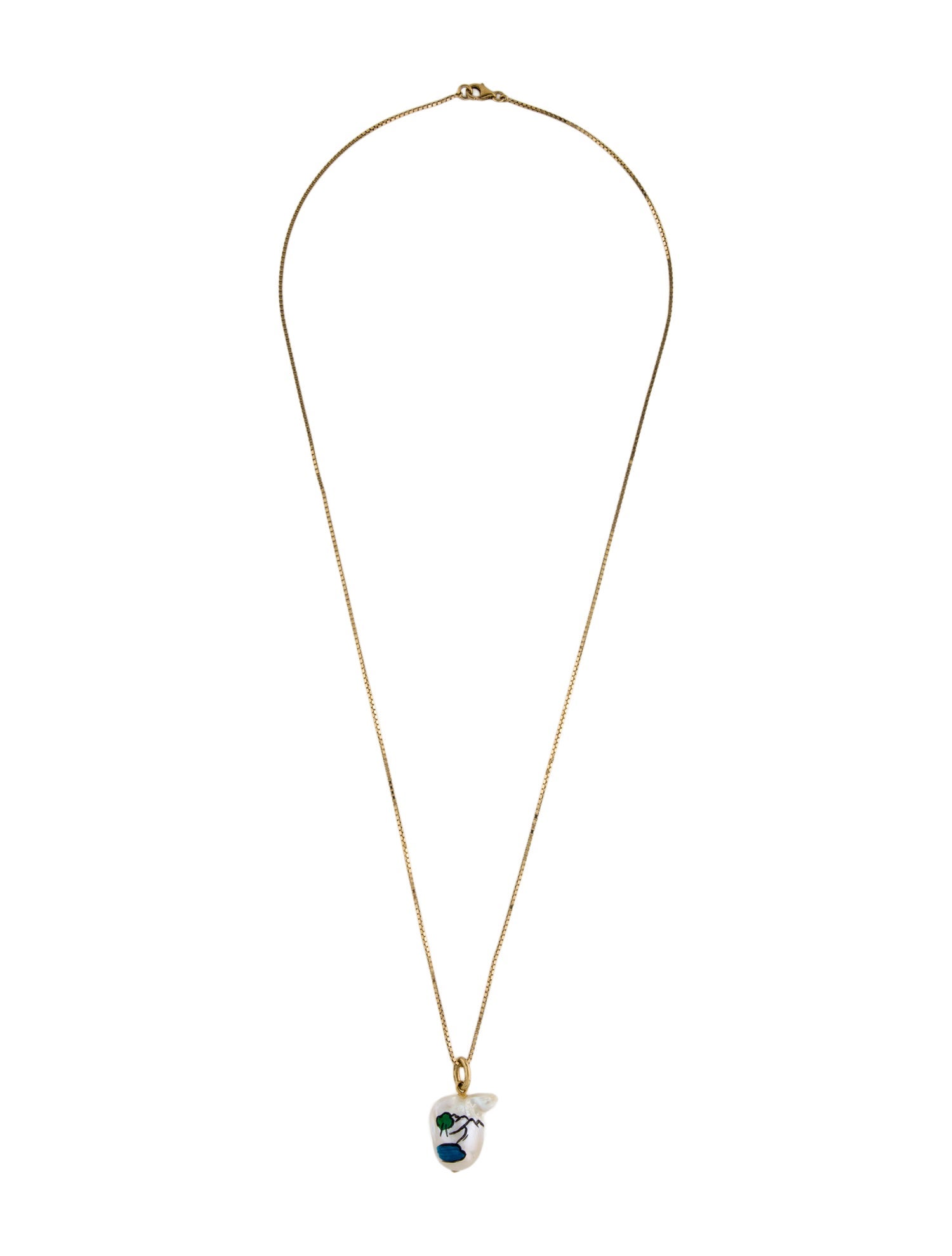 Bottega Veneta Pearl & Acrylic Paint Pendant Necklace