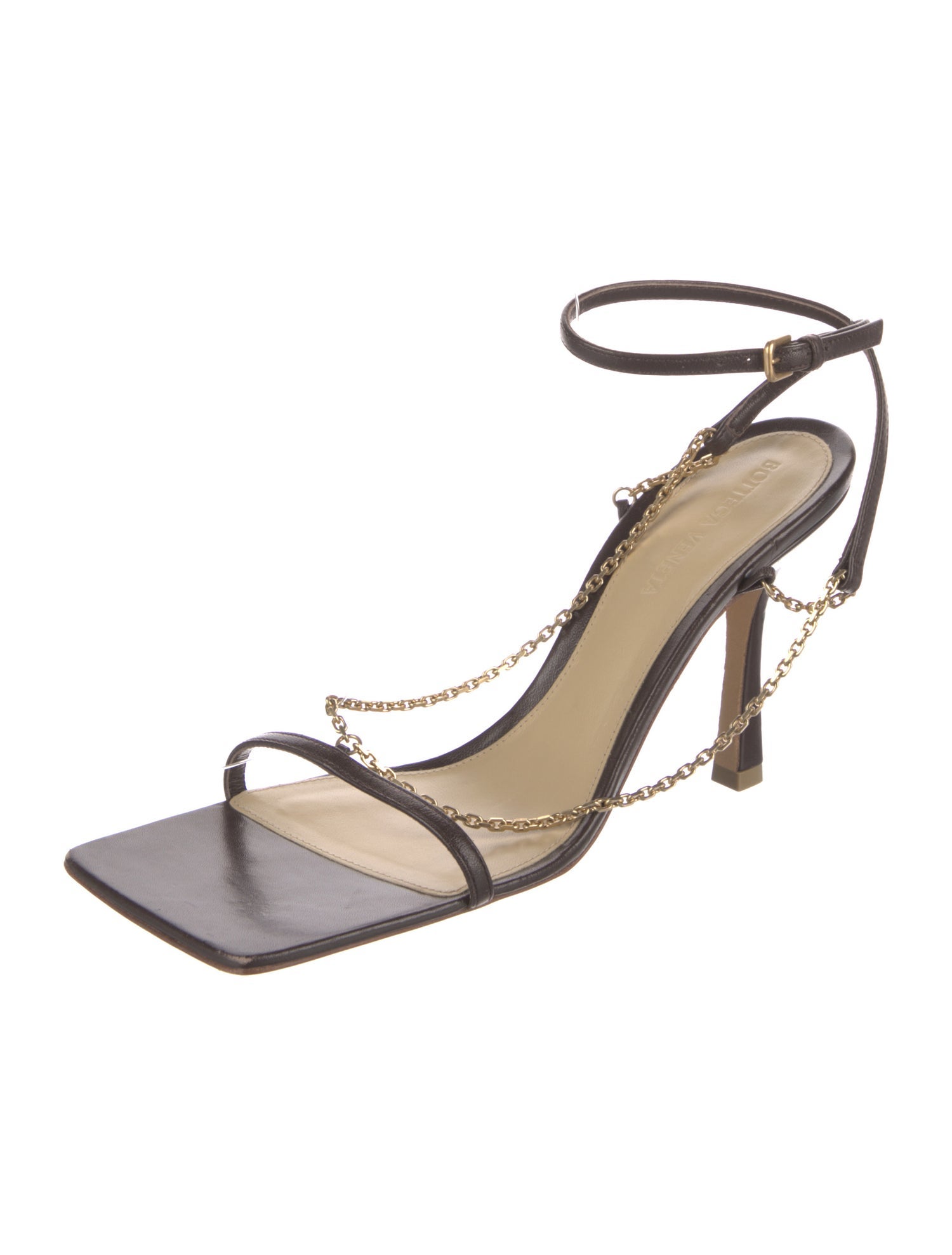 Bottega Veneta Leather Chain-Link Accents Gladiator Sandals