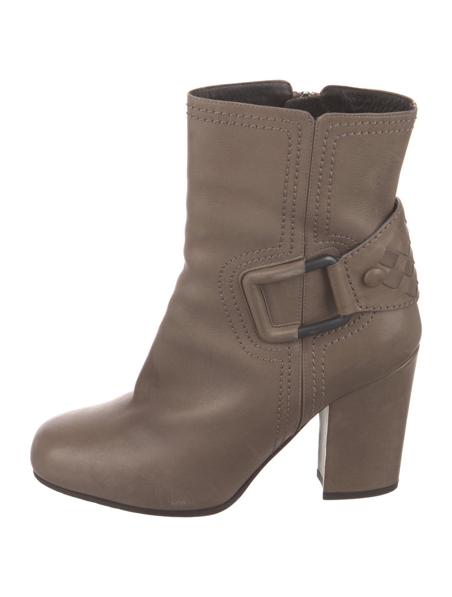 Bottega Veneta Intrecciato Weave Leather Moto Boots