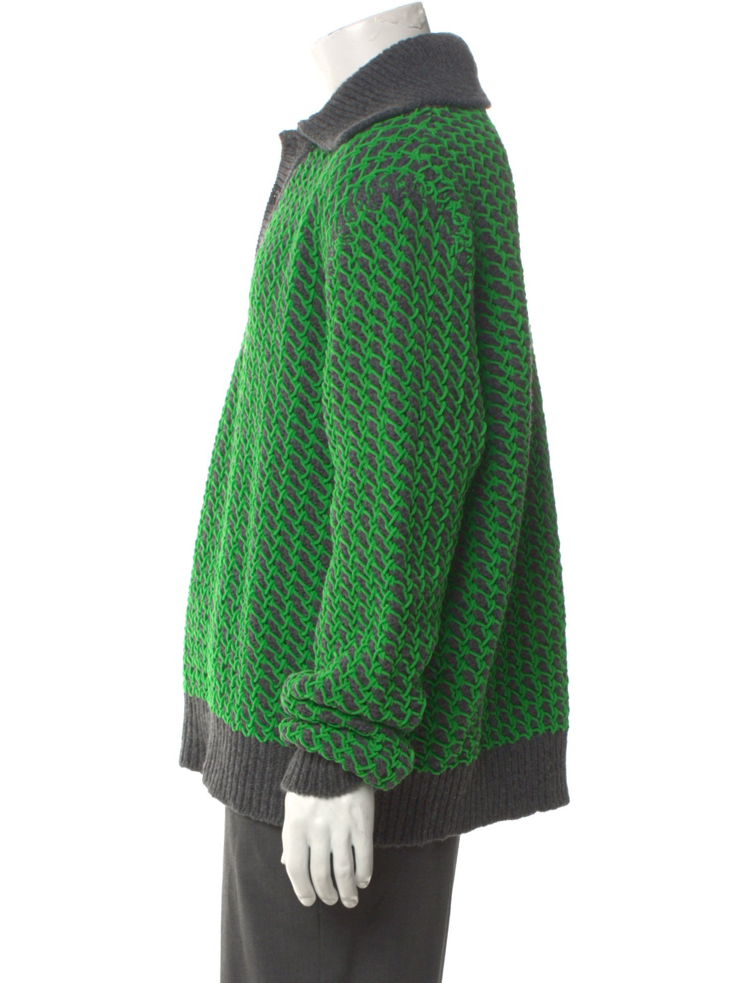 Bottega Veneta Wool Colorblock Pattern Polo Sweater