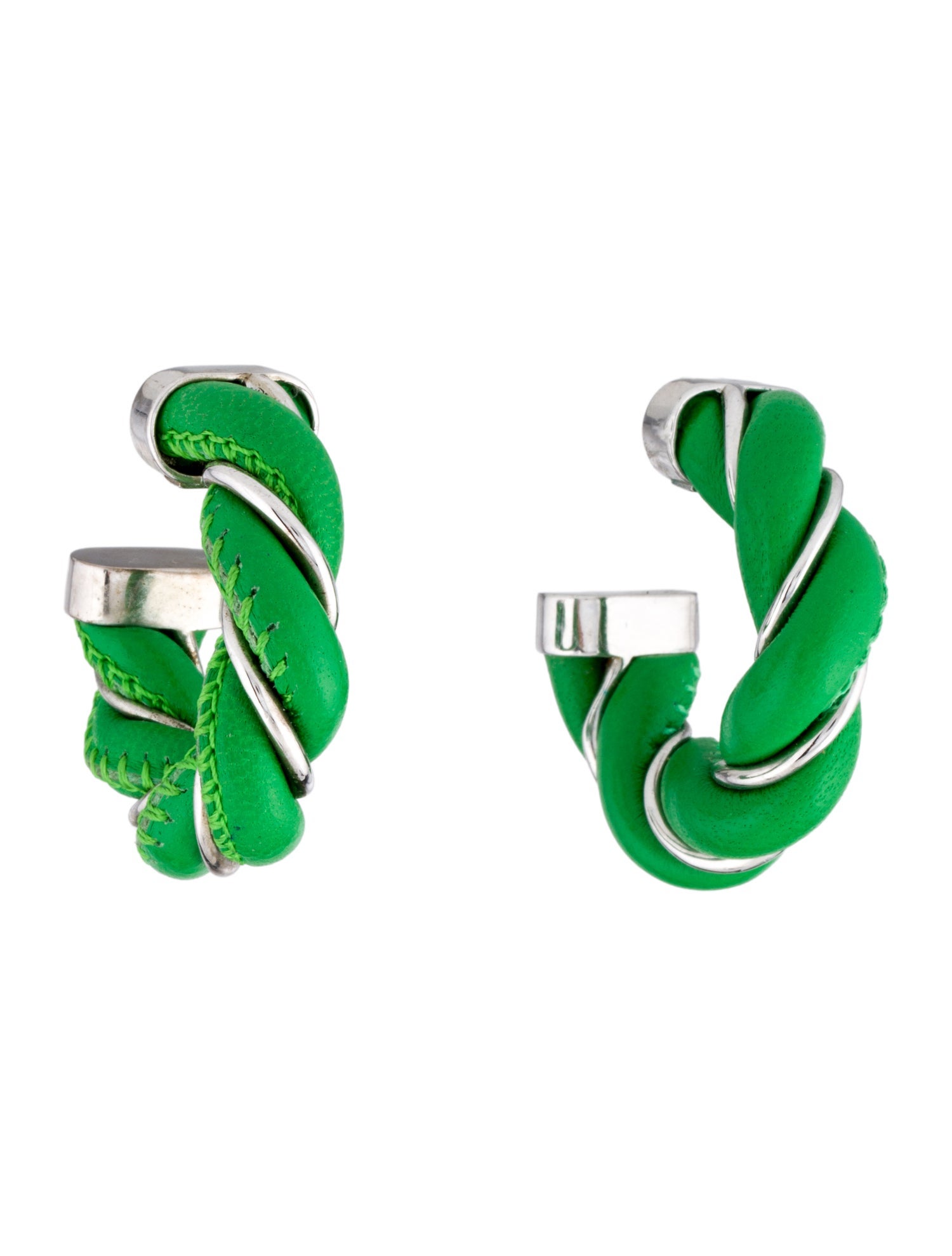 Bottega Veneta Leather Twist Hoop Earrings