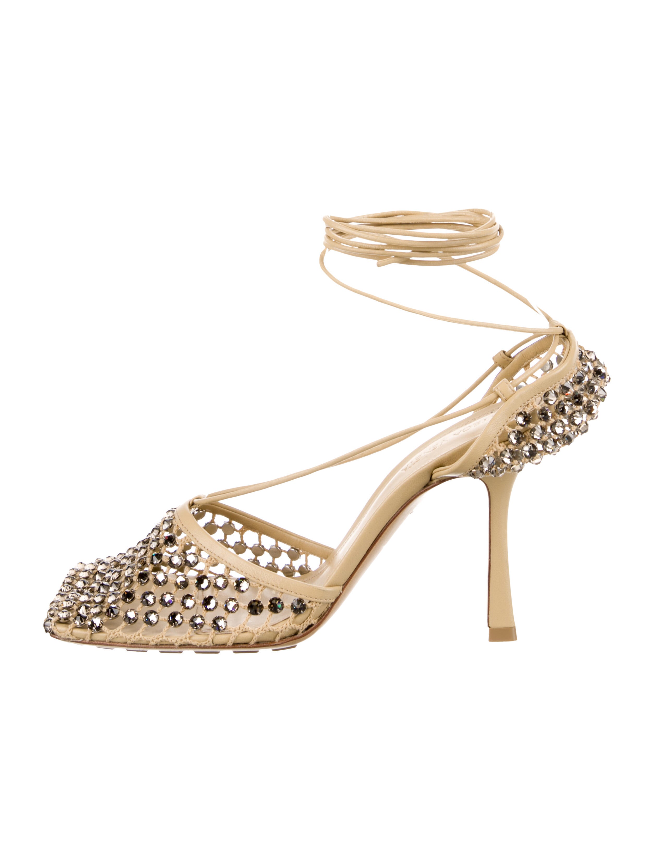 Bottega Veneta Mesh Crystal Embellishments Sandals