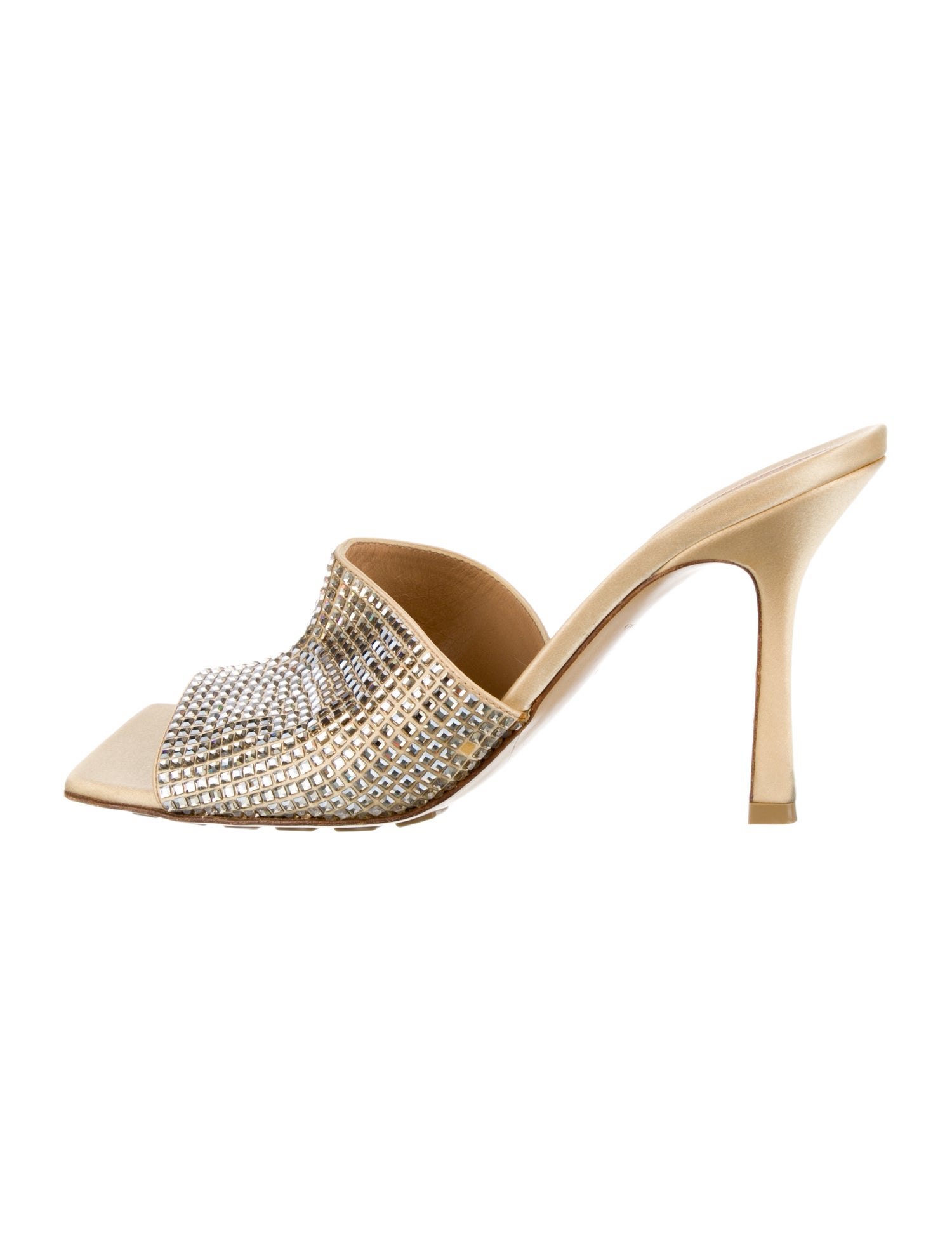 Bottega Veneta Satin Crystal Embellishments Slides