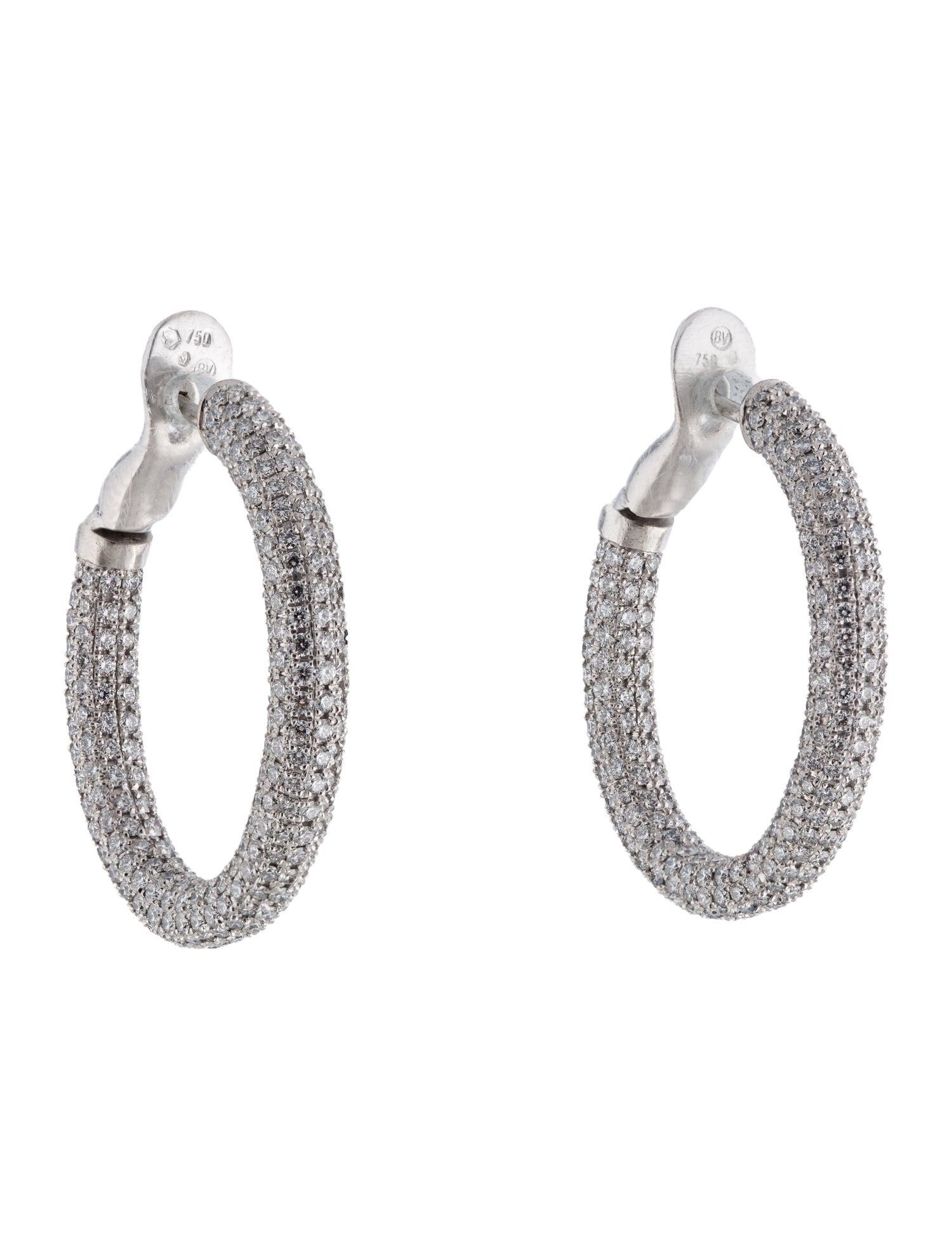 Bottega Veneta 18K 4.38ctw Diamond Hoop Earrings