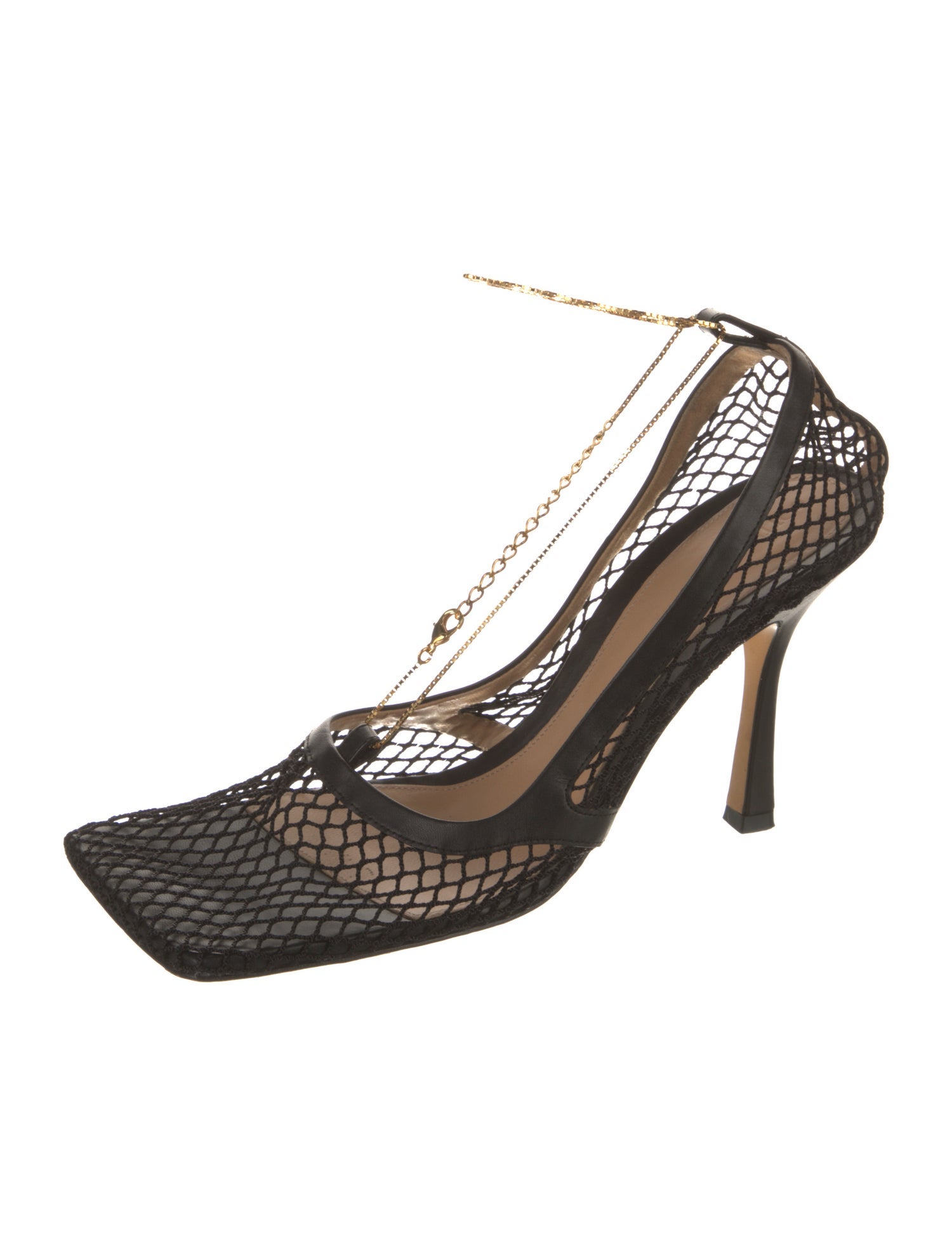 Bottega Veneta Mesh Chain-Link Accents Slingback Pumps