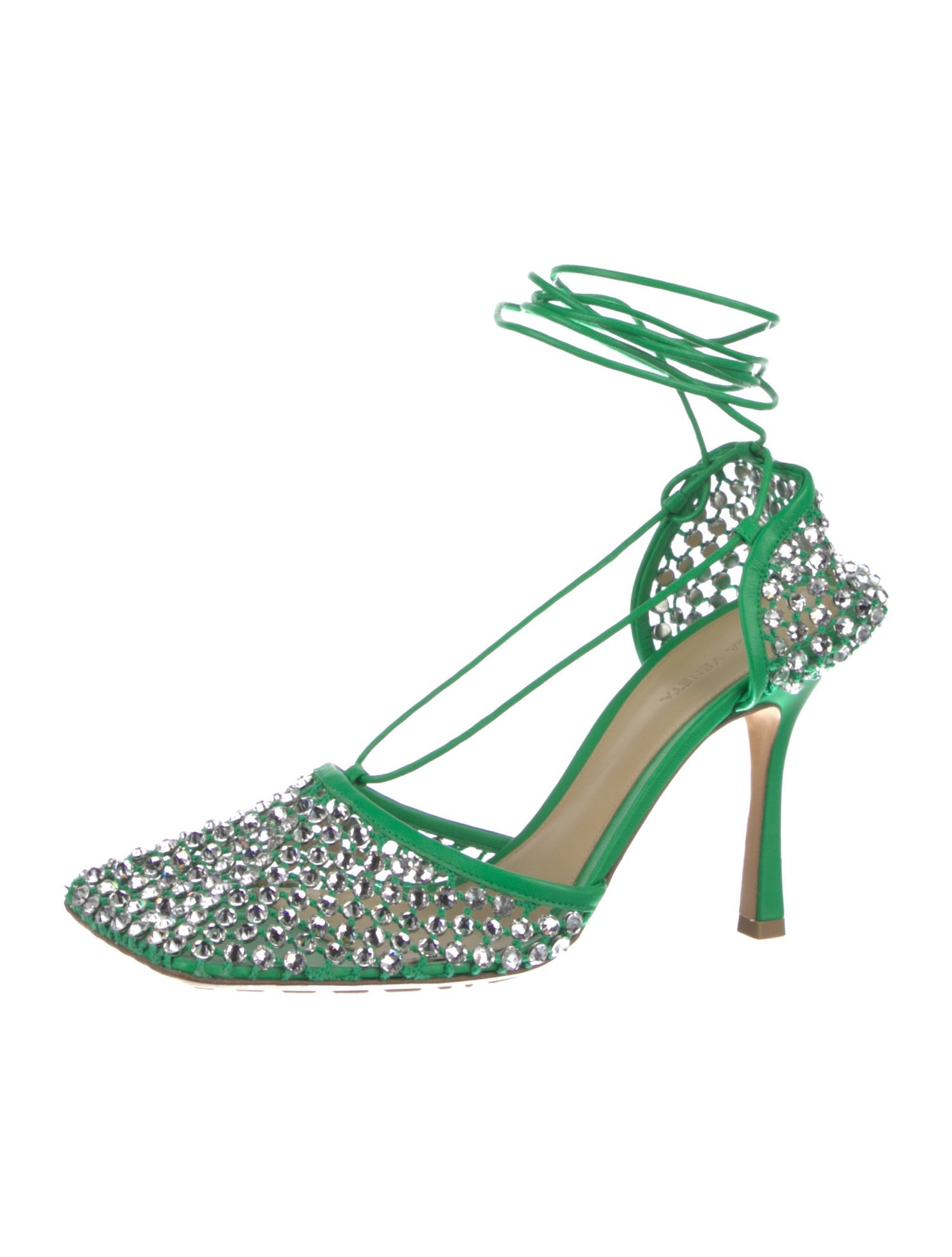 Bottega Veneta Leather Crystal Embellishments Slingback Pumps