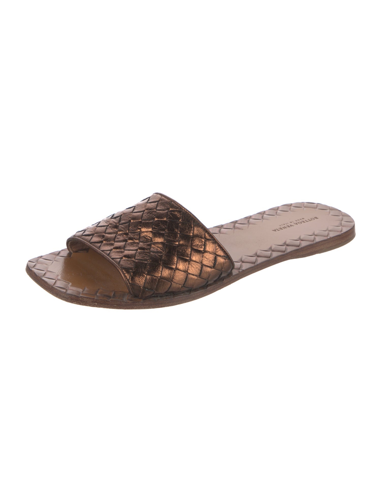 Bottega Veneta Intrecciato Weave Leather Slides