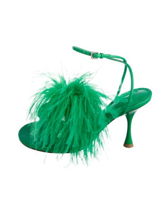 Bottega Veneta Leather Feather Trim Sandals