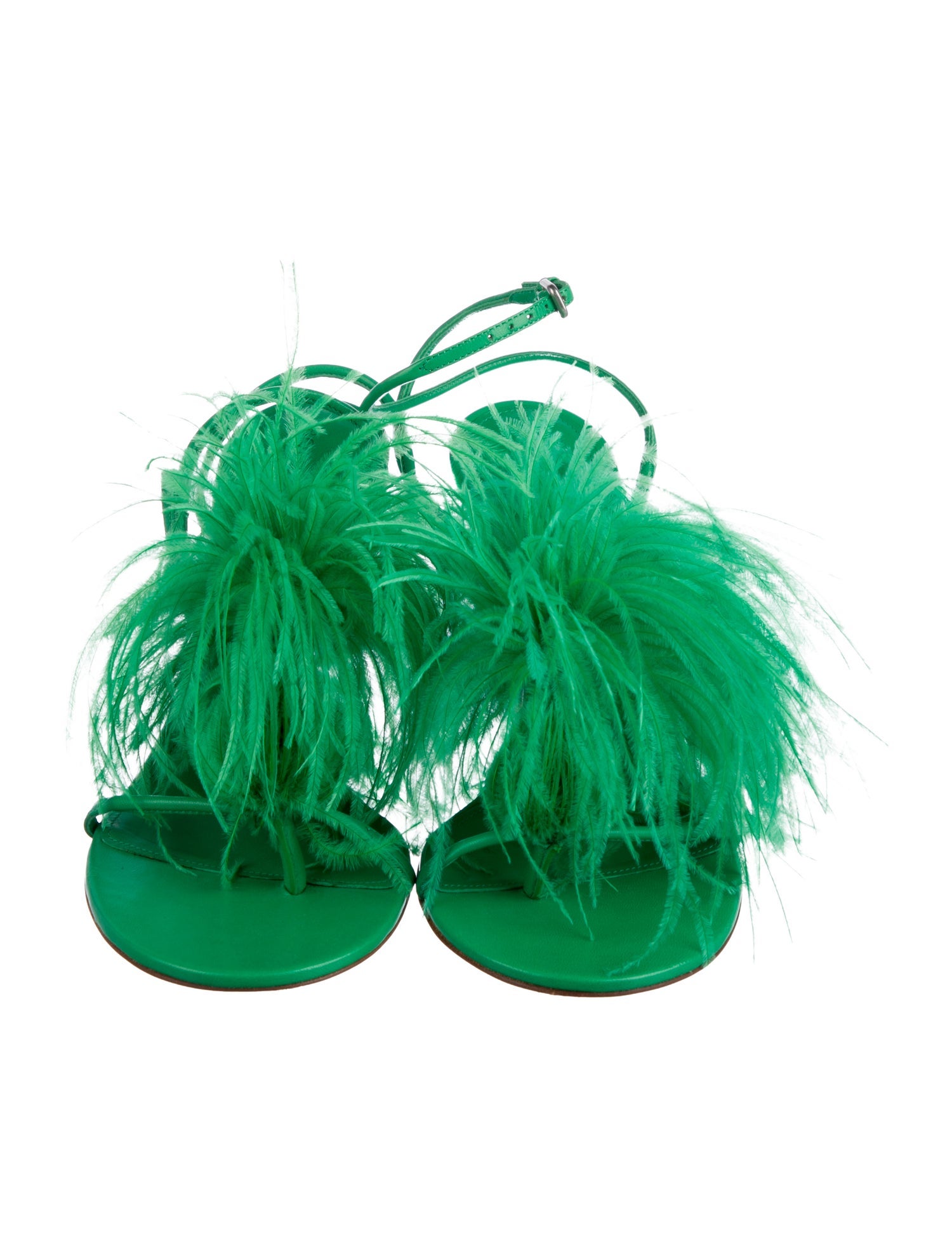 Bottega Veneta Leather Feather Trim Sandals