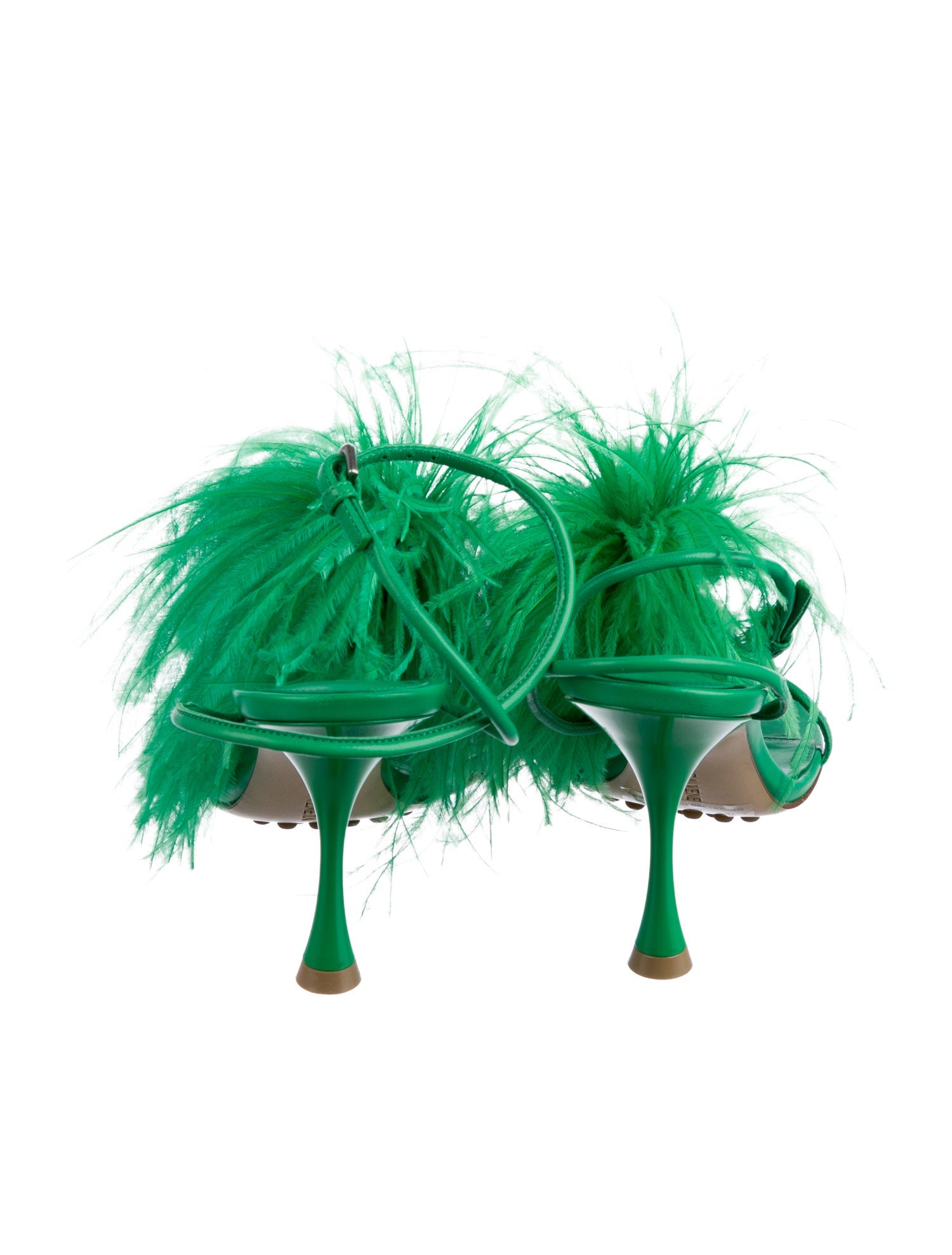 Bottega Veneta Leather Feather Trim Sandals