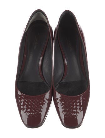 Bottega Veneta Intrecciato Weave Patent Leather Pumps