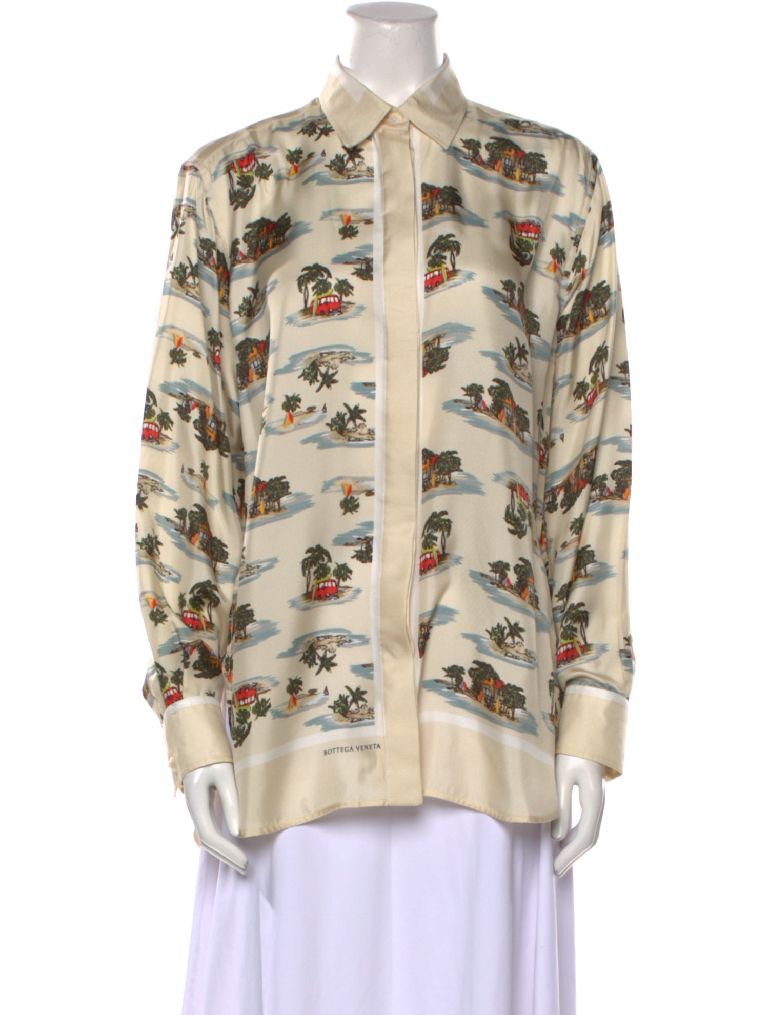 Bottega Veneta Silk Printed Button-Up Top