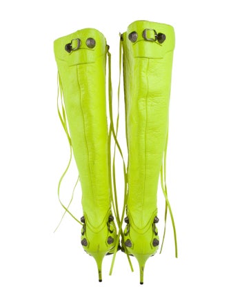 Balenciaga Leather Studded Accents Lace-Up Boots
