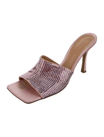 Bottega Veneta Satin Crystal Embellishments Slides