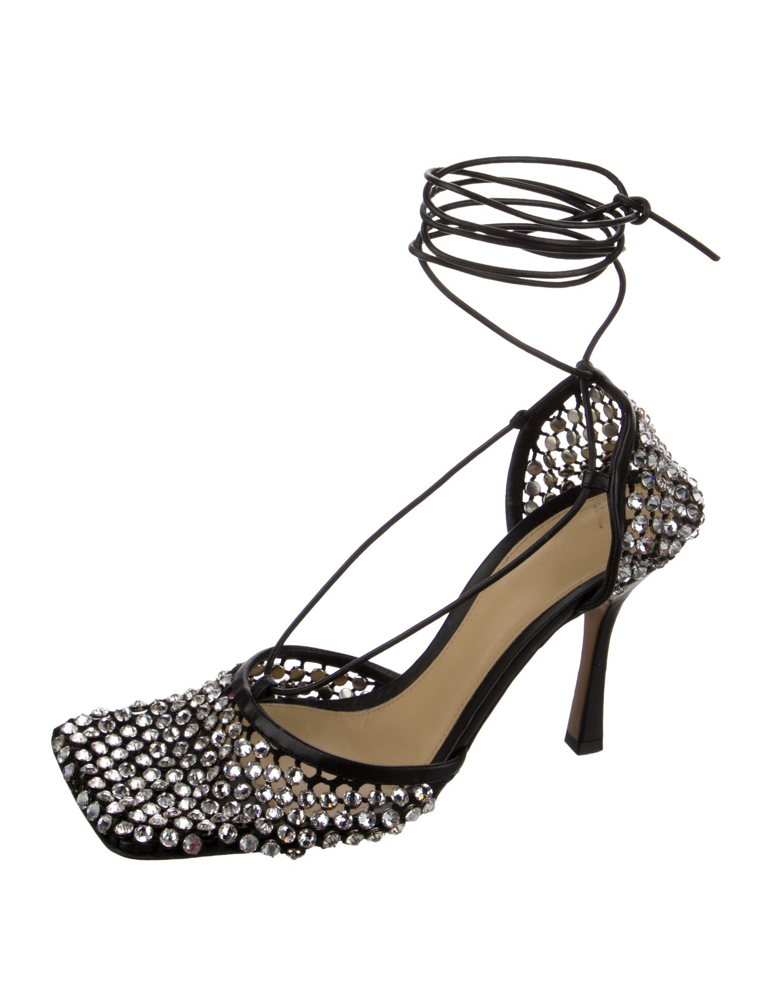 Bottega Veneta Leather Crystal Embellishments Pumps