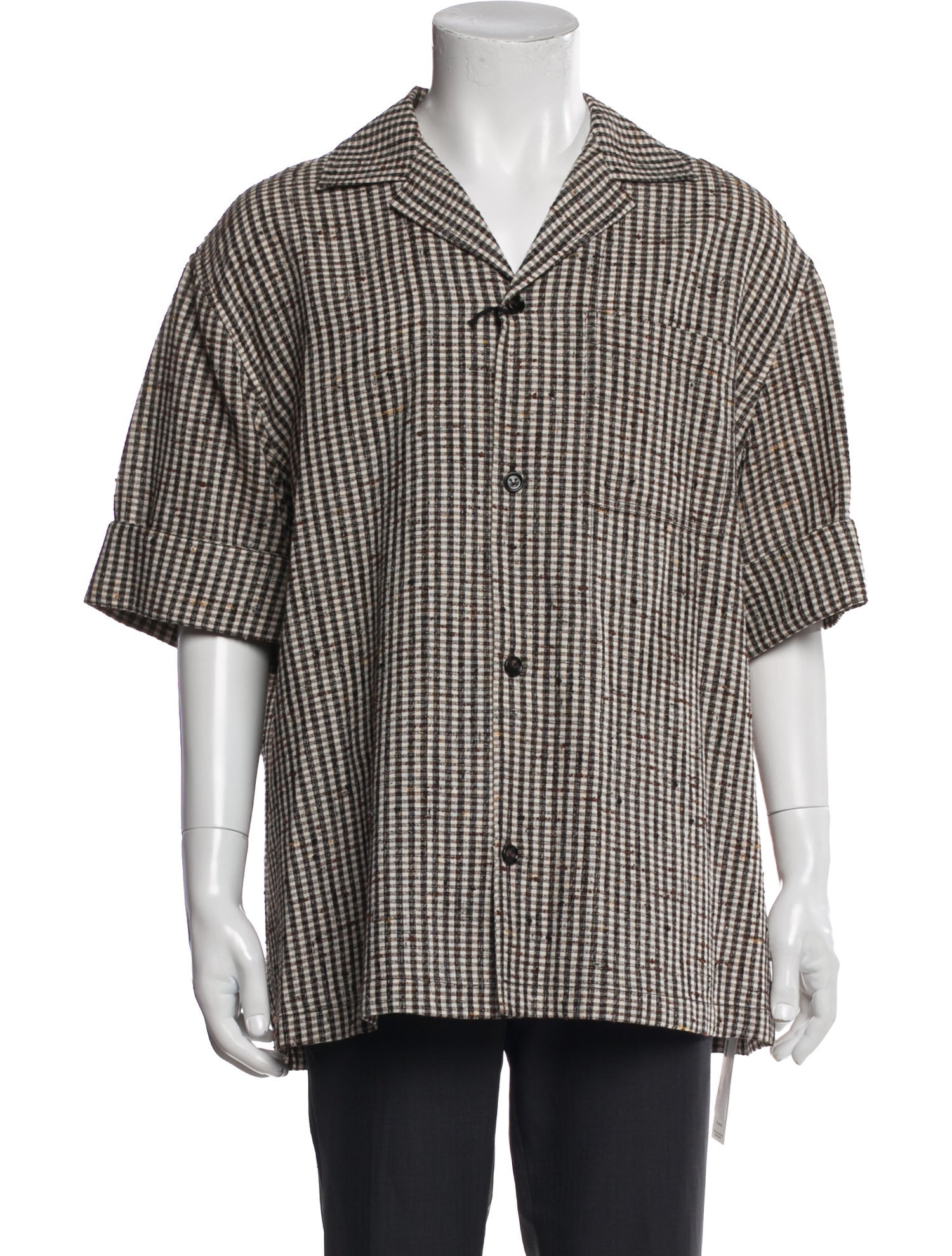 Bottega Veneta Plaid Print Short Sleeve Shirt w/ Tags