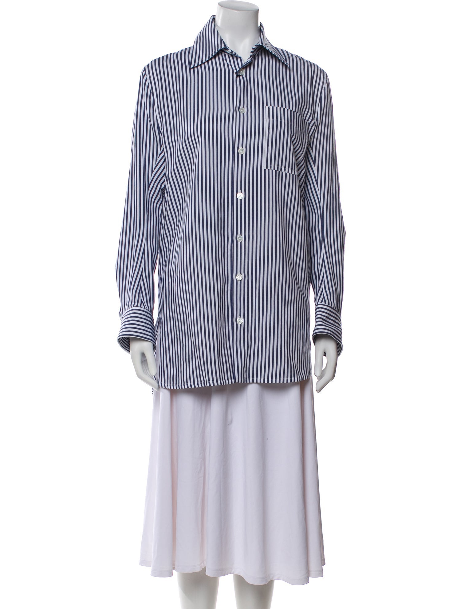 Bottega Veneta Striped Long Sleeve Button-Up Top w/ Tags