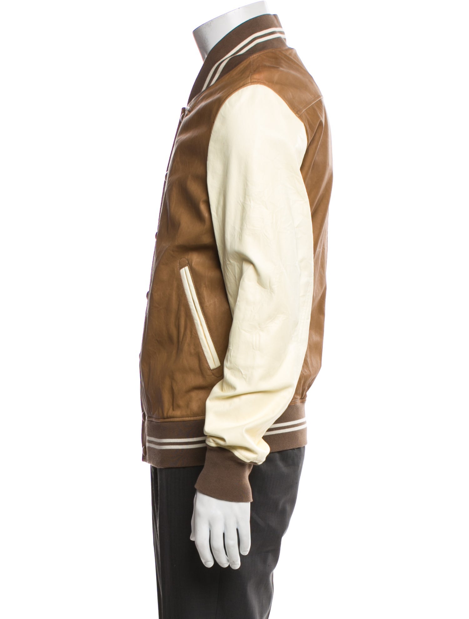 Bottega Veneta Leather Striped Bomber Jacket