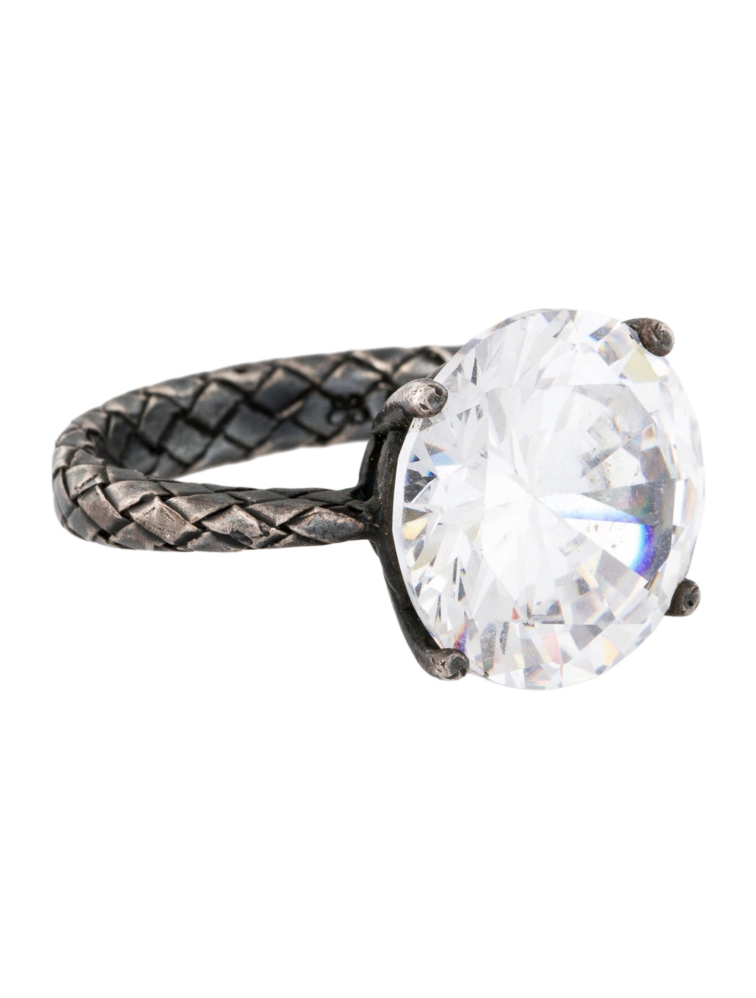 Bottega Veneta Crystal Intrecciato Cocktail Ring
