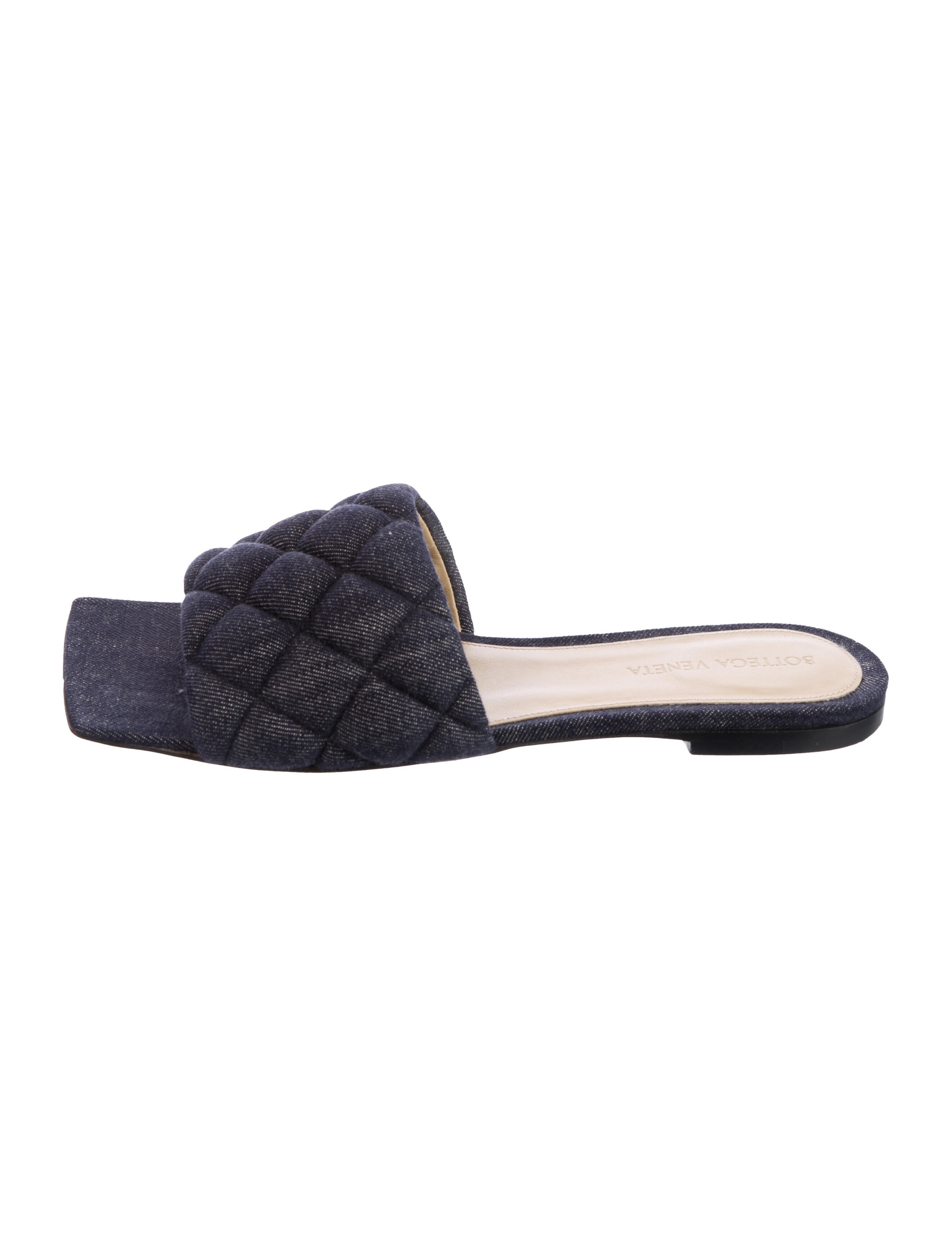 Bottega Veneta Quilted Pattern Denim Slides