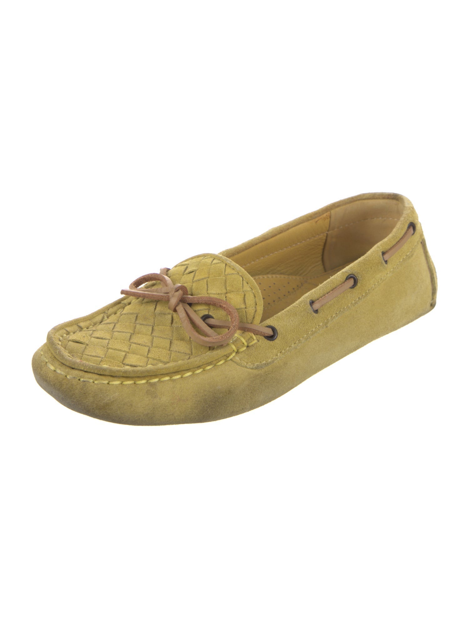 Bottega Veneta Intrecciato Weave Suede Moccasins