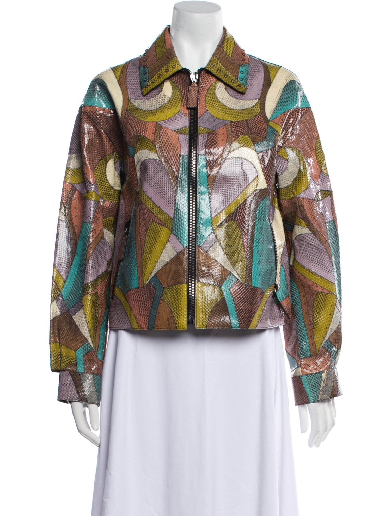 Bottega Veneta Lamb Leather Printed Evening Jacket w/ Tags