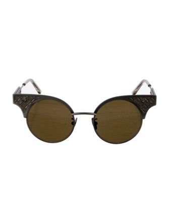 Bottega Veneta Intrecciato Weave Round Sunglasses